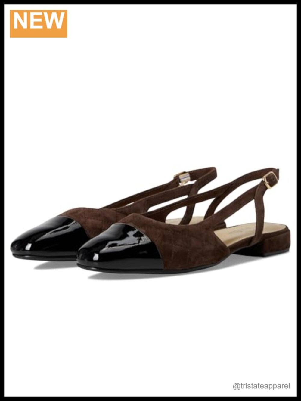 Slingback Flat Quilted Suede Patent Cap Toe Cushioned Comfort